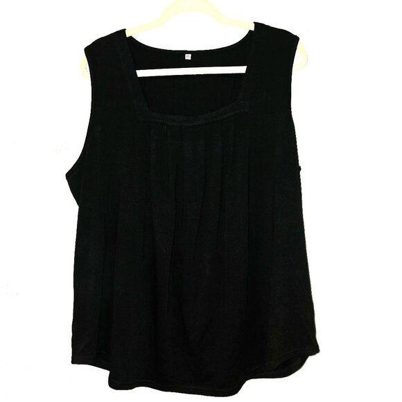 Saloogoe Black Pleated Square Neck Sleeveless Tank Top Size 2XL - Picture 1 of 5